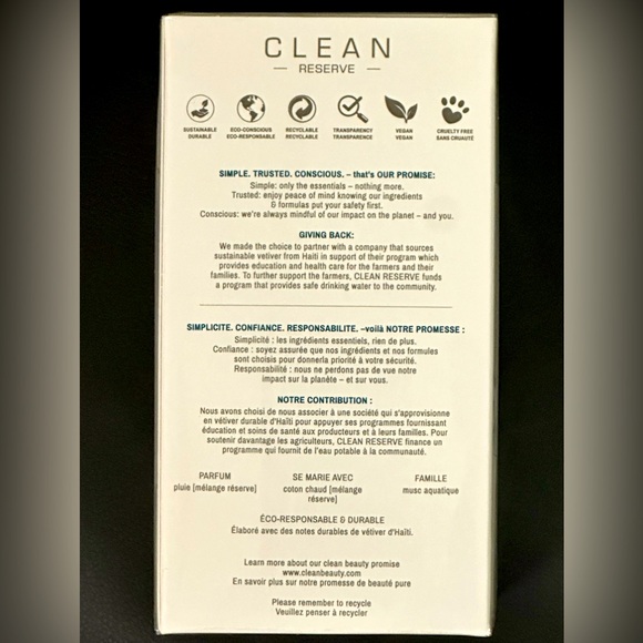 CLEAN RESERVE RAIN 3.4 OZ EAU DE PARFUM SPRAY (BRAND NEW IN BOX, NEVER USED) - Picture 4 of 5